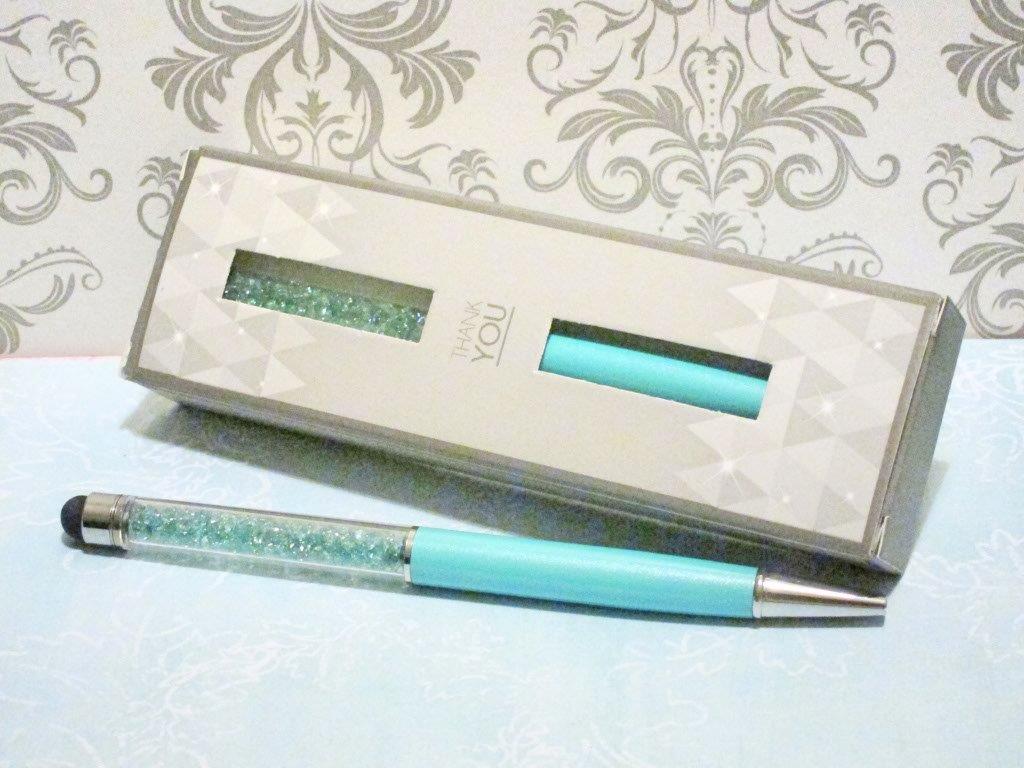 Pens For Your Wedding Glitter Blue Crystal Stylus Pen