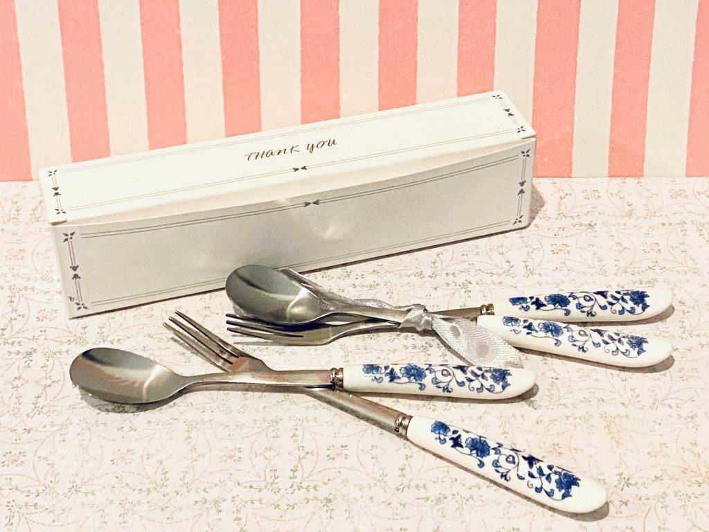 Ceramic Handle Cutlery Set (Fork and Spoon)